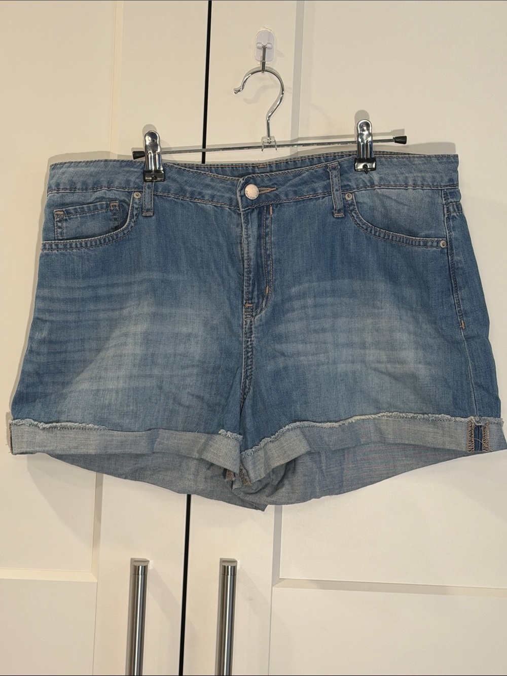 Calvin Klein Jeans Light Blue Rolled-Hem Denim Shorts